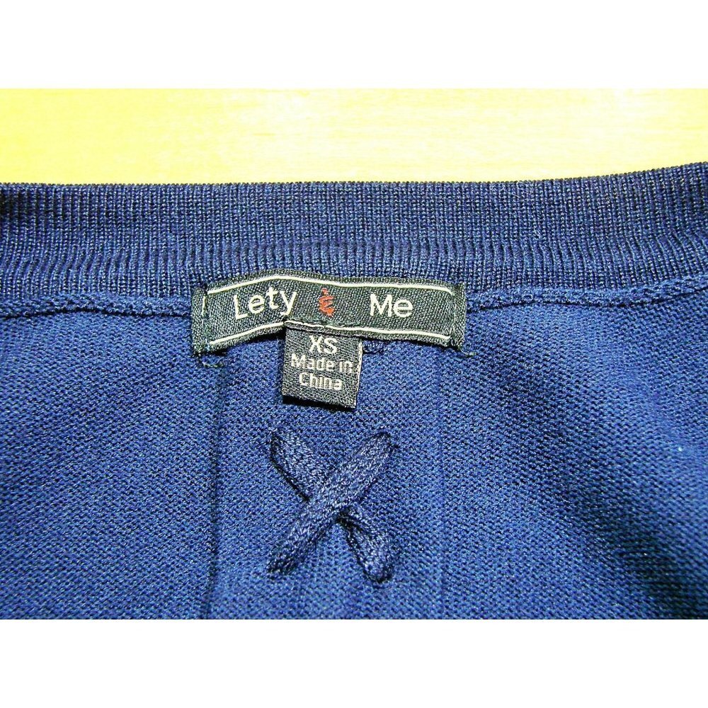 Lety & Me Womens Braided Cardigan Sweater Navy Blue Open Front 3/4 Sleeves Sz XS - Picture 7 of 11